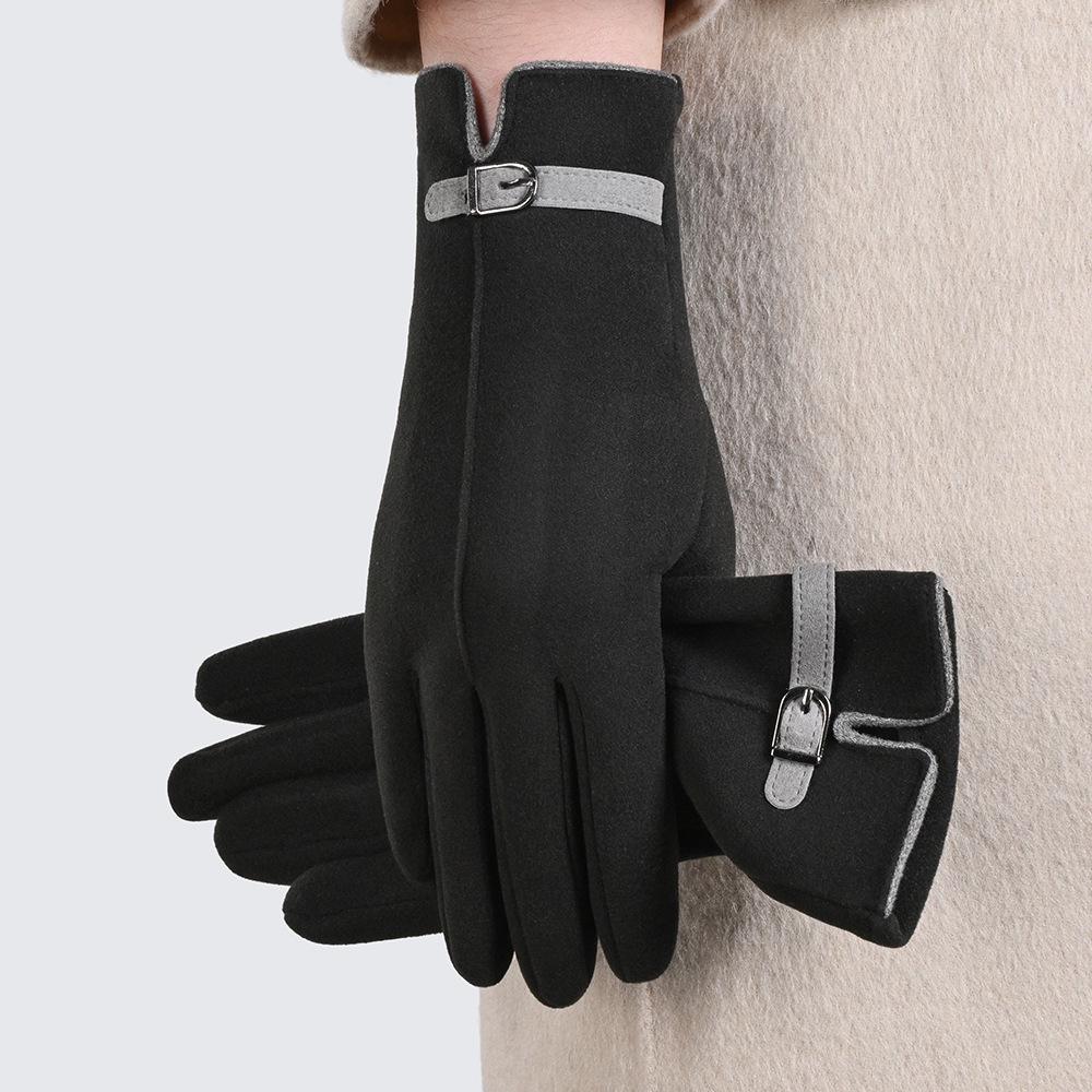 Women's Suede Velvet Bowknot Touchscreen Gloves - Warm & Cozy for Autumn/Winter