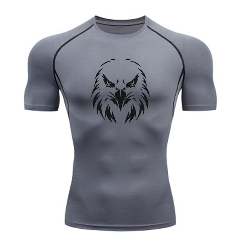 Men's Compression Sports T-Shirt, Eagle Head Graphic Quick D