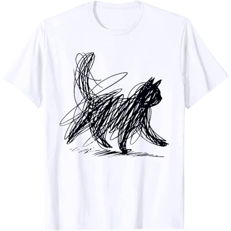 

Cute Cat Ginza Street Clothing Womens Shortsleeved Shirt 21st Century 2000s Top Pattern Emo Rock Surrealism Classical Style S