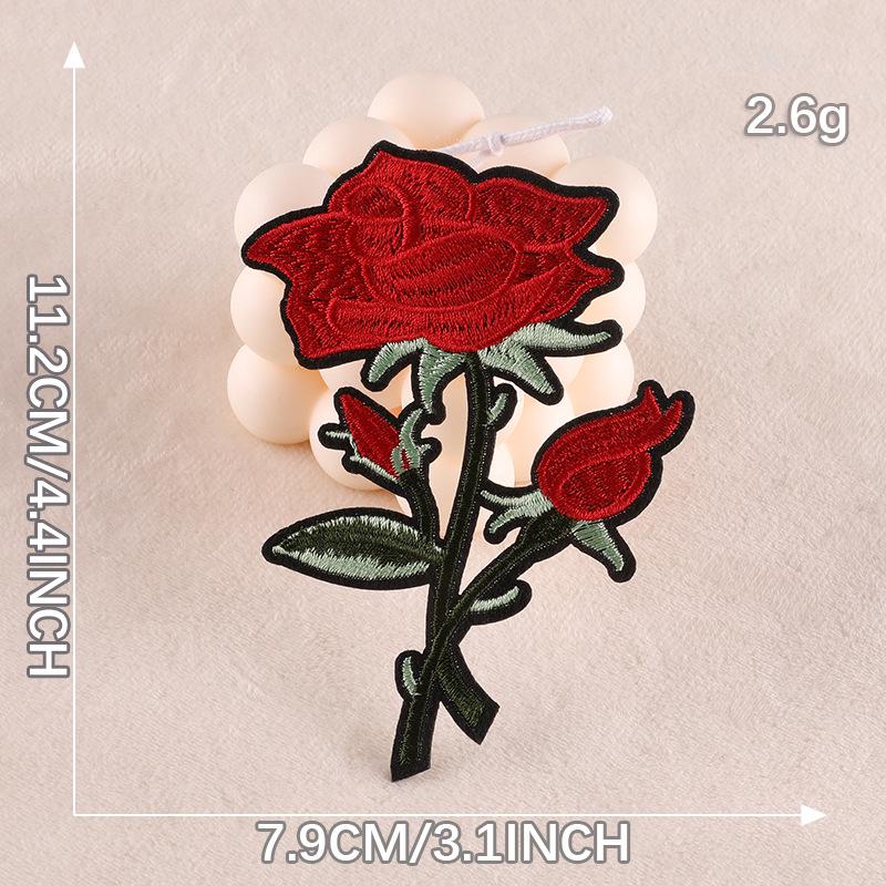Rose Flower Embroidery Cloth Patch - European & American Style DIY Sticker for Shoes, Hats, Clothing Accessories