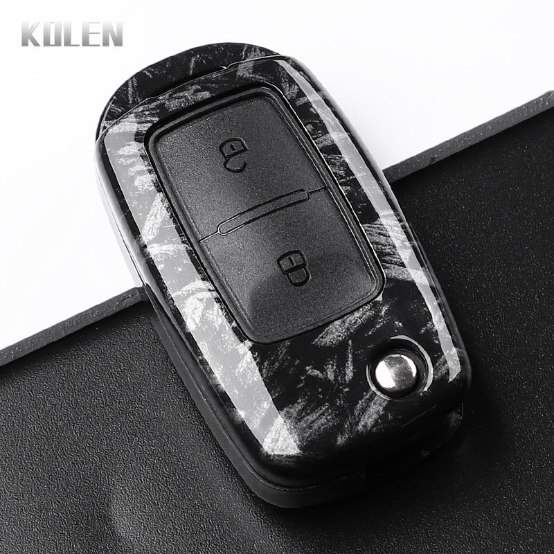Schlüsselhülle aus Kohlefaser mit 2 oder 3 Tasten für VW Volkswagen Polo, Tiguan, Passat, Golf 7, Jetta, Skoda Kodiaq, Superb, Octavia und Seat