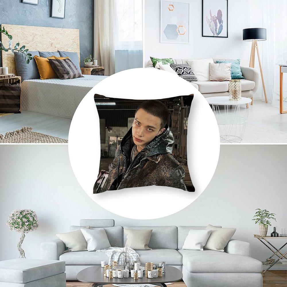 H-Hot KPOP Idol h-Hyunjin Pillow Case Short Plush Sofa Decorative Gift Home Double-sided Printing Cushion