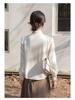 Women's Satin Long Sleeve Shirt with Ribbon Bow and Stand Collar - Spring 2026 Commuting Style.