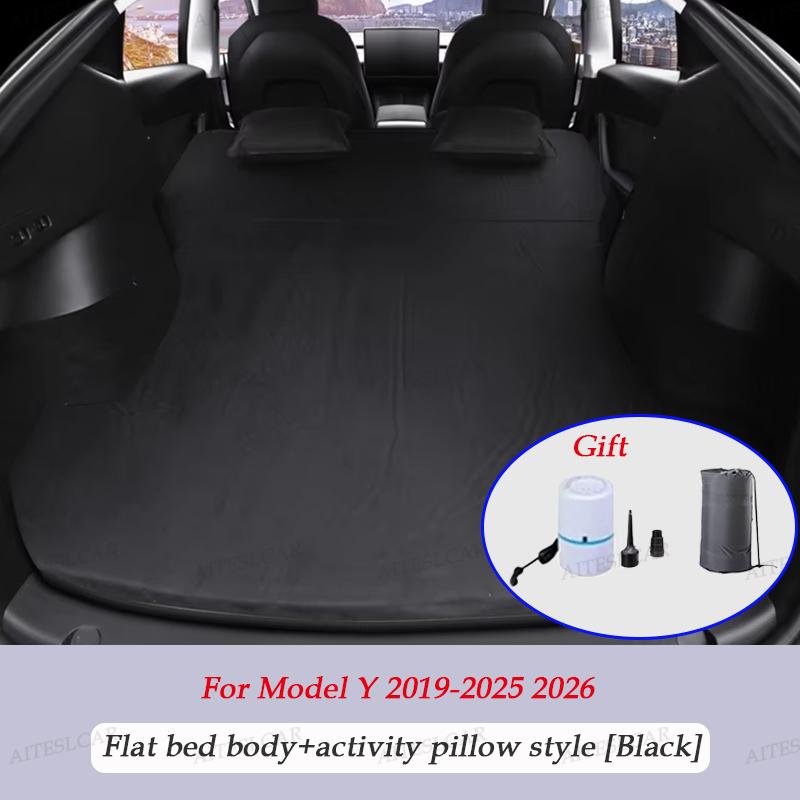 AABLU1 Für Tesla Model 3 Model Y 2017-2025 Aufblasbare Luftmatratze Outdoor Camping Aufblasbar Spezielles Wildleder Stoff Auto Reisebett