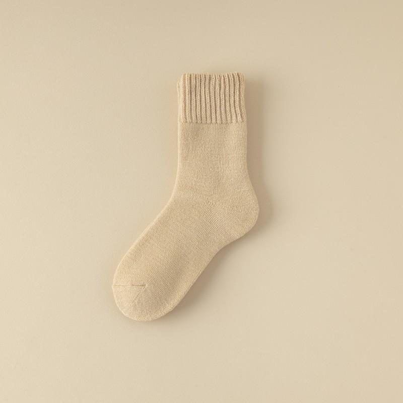 Cashmere Socks for Women's Autumn and Winter Mid-calf Socks with Fleece and Thickened Wool Postpartum Socks, Sleep Warmth Floor Long Socks