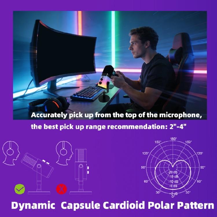 Desktop USB XLR Microphone With Color Lighting And Noise Canceling For Gaming