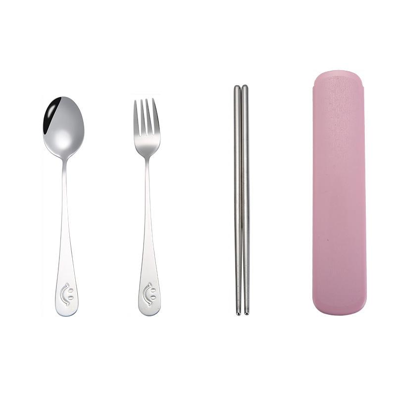 3pcs Cutlery Set Stainless Steel Spoon Fork Chopsticks With Storage Box Camping Tourism Tableware Portable Outdoor Equipment TMZ