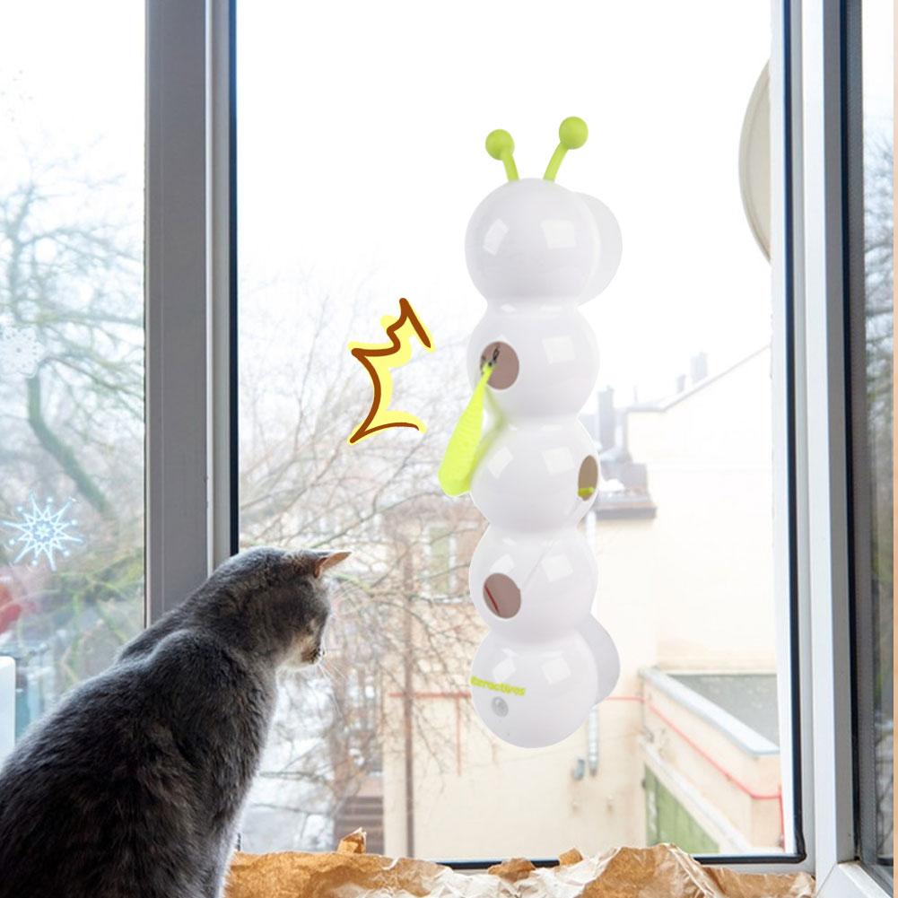 Wuselwurm Cat Toy Charging Intelligent Interactive Cat Toy Motion Activated Worm Post Toy with Tail Automatic Popping Hole
