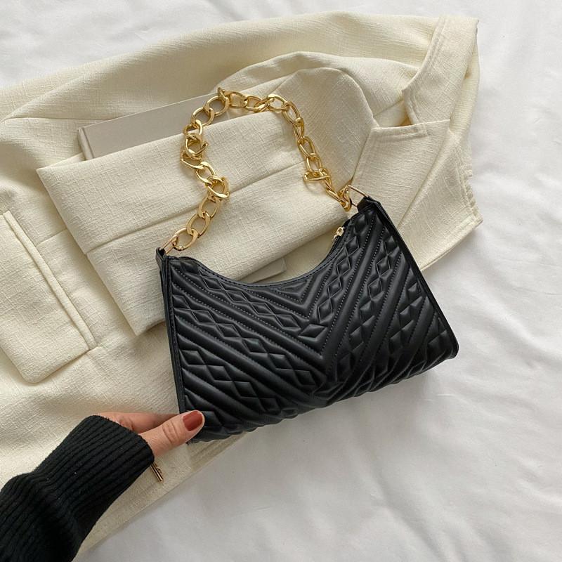 

Chic Crescent Bag With Stitching Details Pu Leather Spring 2023 Trendy Shoulder Handbag чёрный