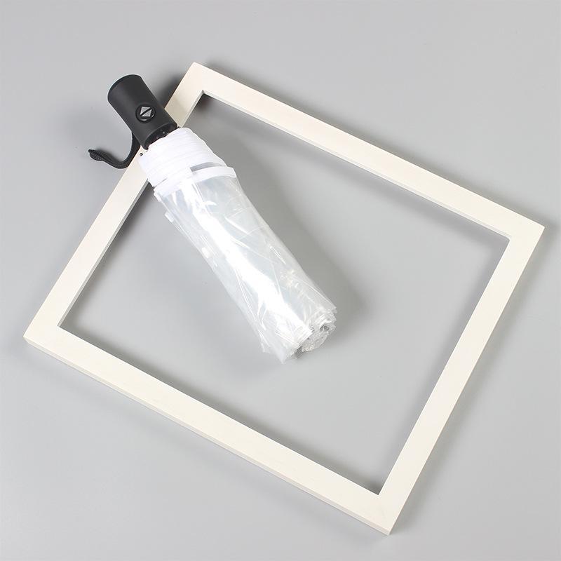 Japanese-Style Transparent Automatic Foldable Umbrella - Large, White, and Perfect for Influencer Photos