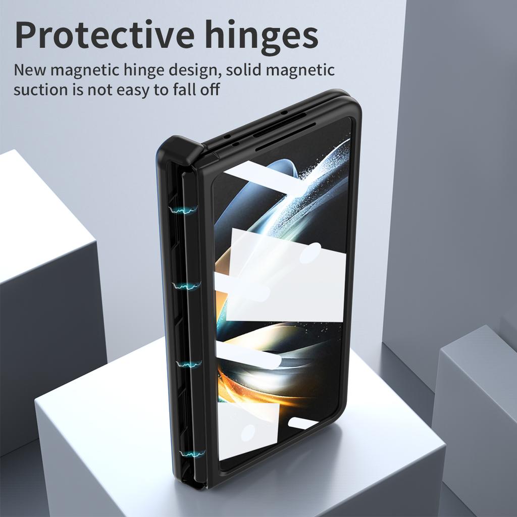 Stand Holder Full Protection Leather Case For Samsung Galaxy Z Fold4 Fold 3 Fold3 Fold 4 5g Zfold4 Tempered Glass Film Cases