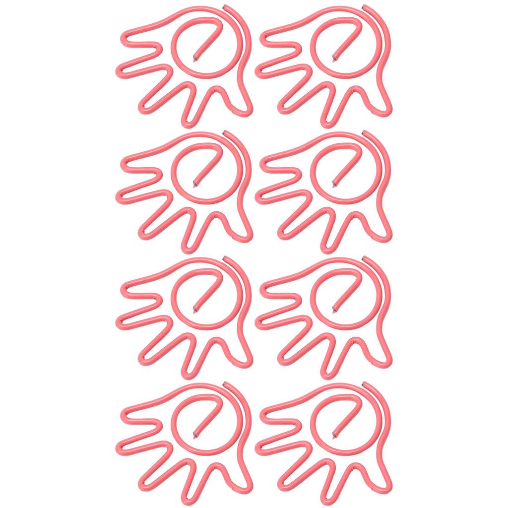 100Pcs Paper Clip Metal Hand Shaped Design Rustproof Paperclip Decoration for Office School Pink
