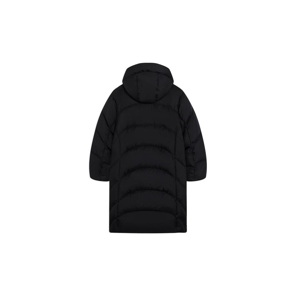 Li Ning Solid Color Zipper Hooded Warm Long Sleeve Down Jacket Women Outerwear Black AYMS404-2