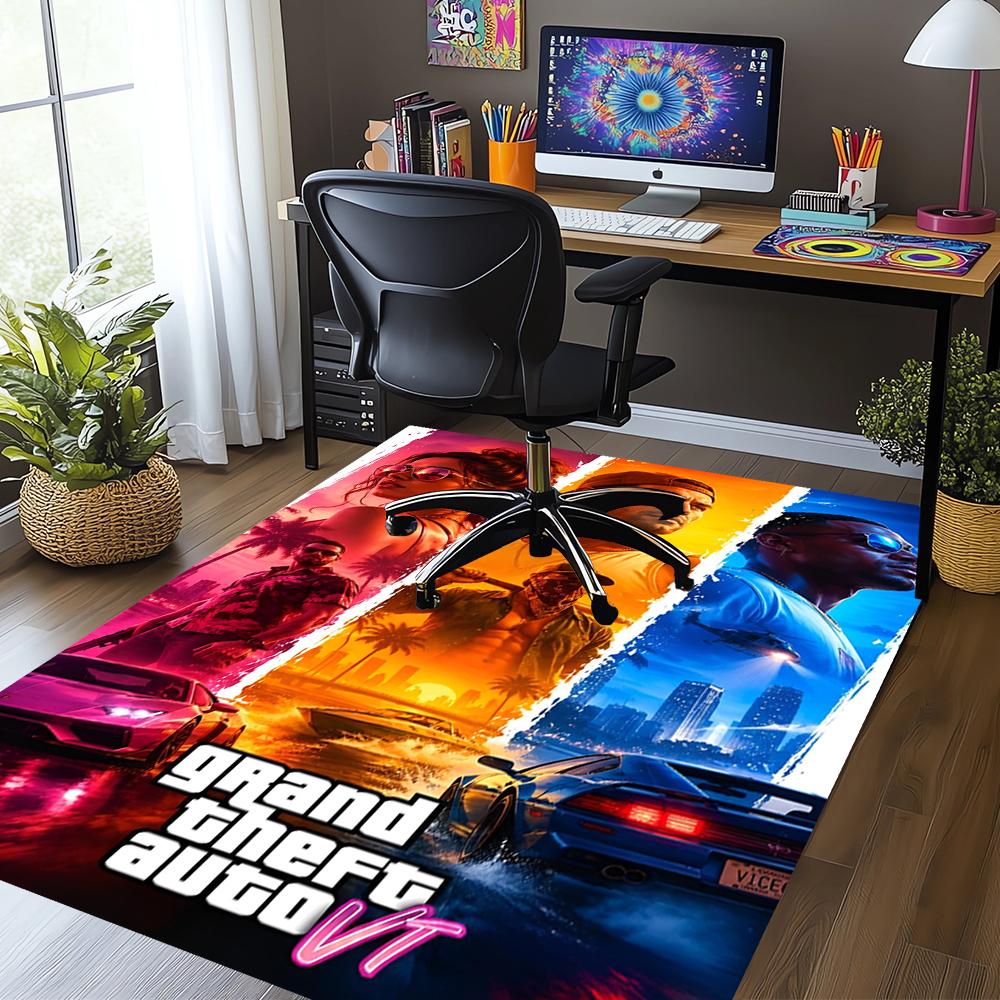 Tappeto Stampato GTA 6, Tappeto per Sedia da Ufficio Soggiorno Camera da Letto Cucina Decorazioni per la Casa Regali.