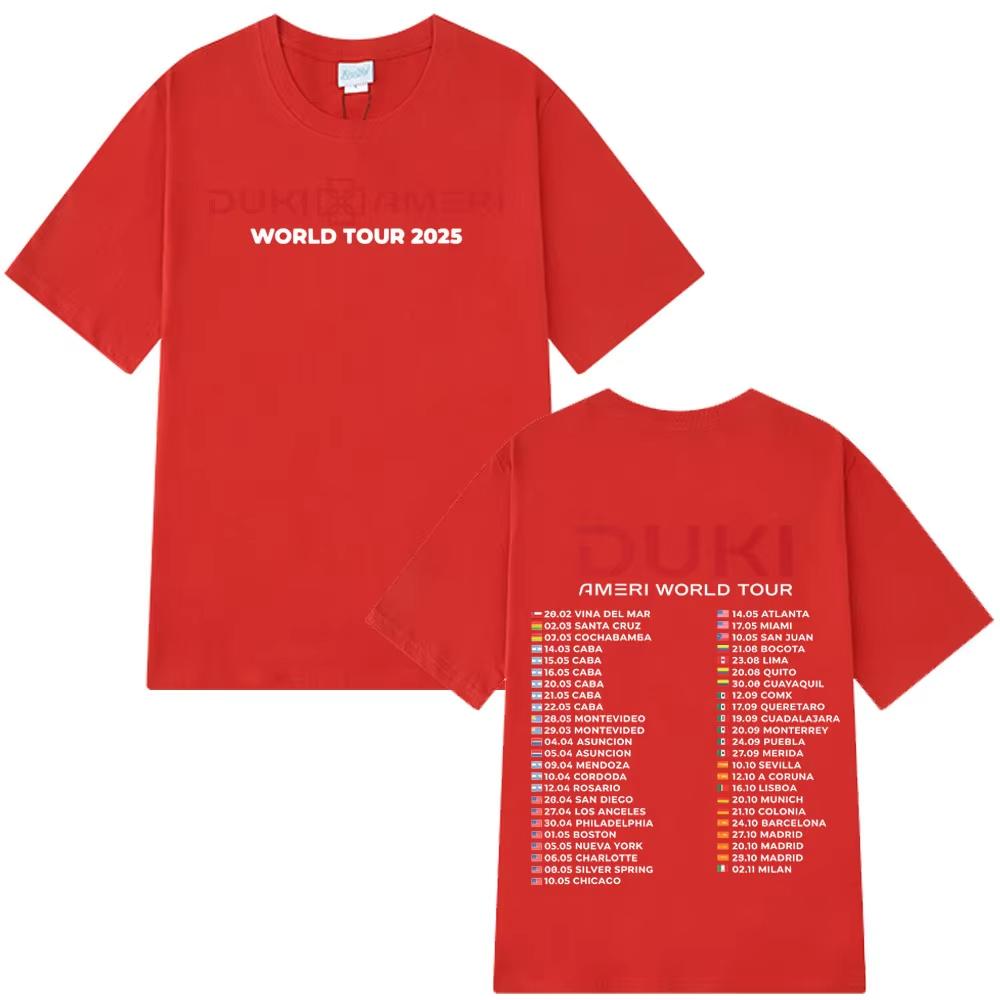 Rap Singer Duki Ameri 2025 World Tour Tshirt Summer Unisex Casual Cotton Oversized Tshirt Harajuku Street Wear Mens Tshirt
