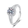 One Carat Six-Prong Moissanite Ring for Women - Internet Celebrity Style Live Broadcast Simulation