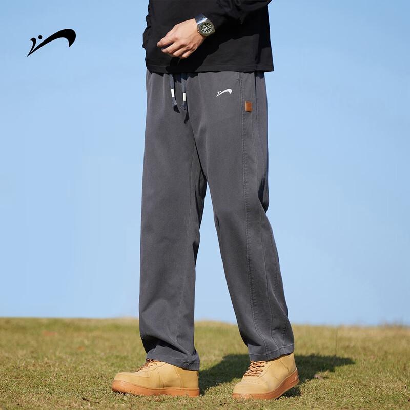 K-Bird Men's Spring/Autumn Loose Fit Wide-Leg Straight Casual Sports Trousers