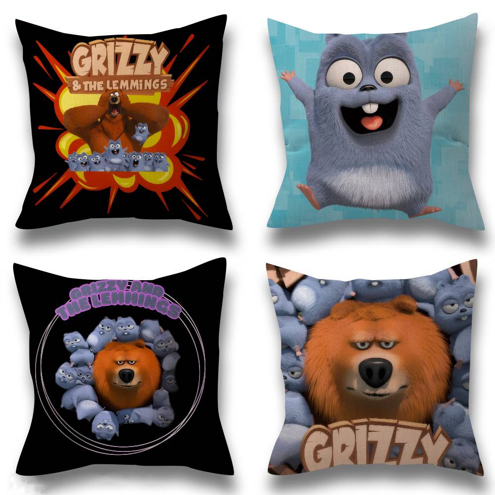 Cartoon Grizzy und die Lemminge Personalisierte Kissenstaubabdeckung Schlafzimmer Kinder Party Dekoration Kissenbezug Geburtstag Kinder Geschenk