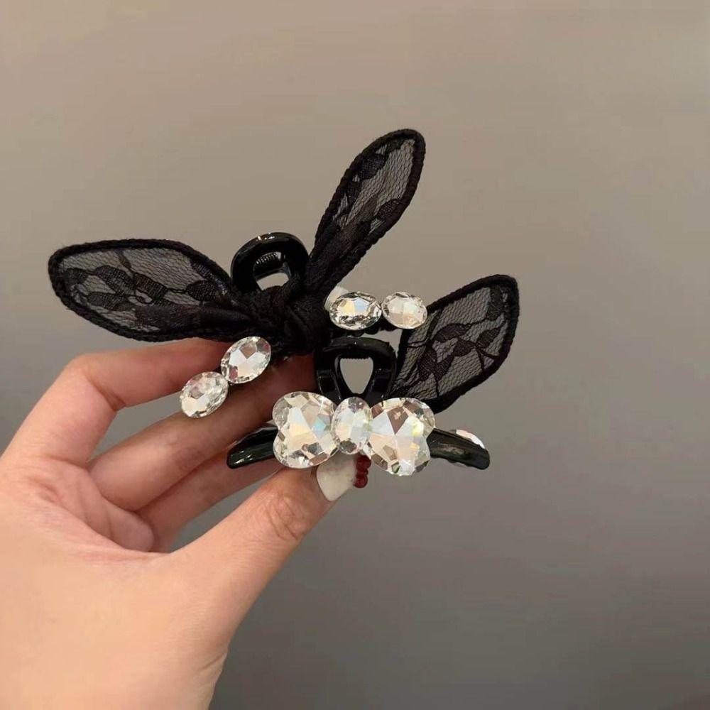 

Rabbit Ear Hair Claw Clips Zirconia Hairpins New Hair Gripper Hair Accessories білий
