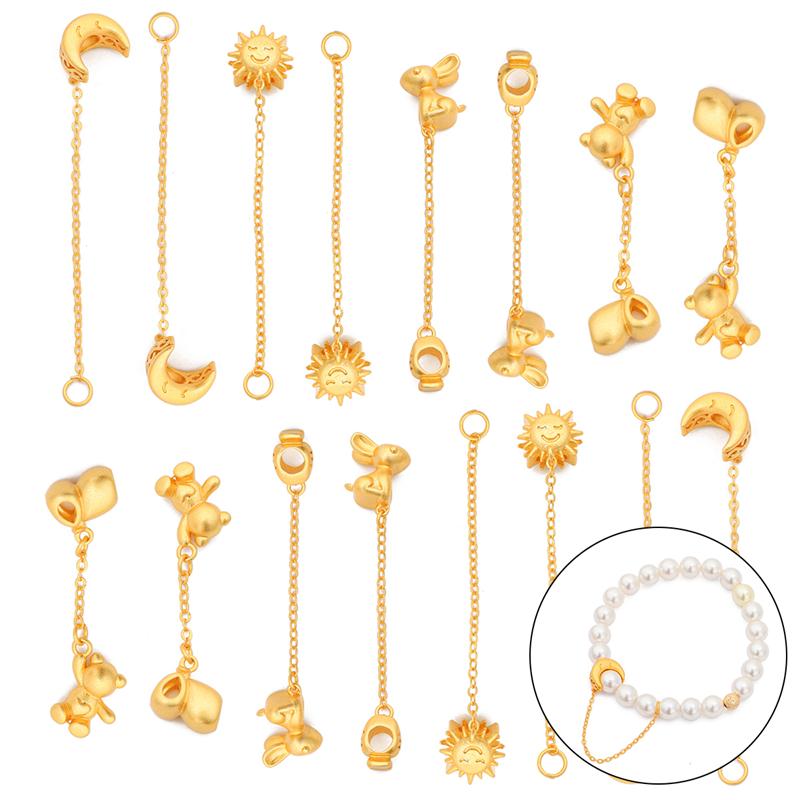 1 Stück Sand Gold Kupfer vergoldet Mond getrennt Perlenkette für DIY Halskette Armband Ohrringe Schmuck machen Handwerk Zubehör