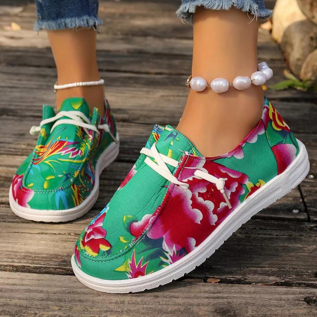 Plus Size Casual Shoes Women's New Canvas Flat Lace-up Low-top Loafers Women's Singles Shoes for Fall 2025