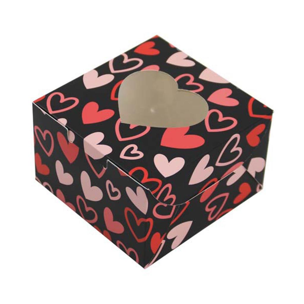 Valentine's Day Treat Box Heart Cardboard Box with Window Valentines Gift Container for Goodie Cookie Candy Party Supply