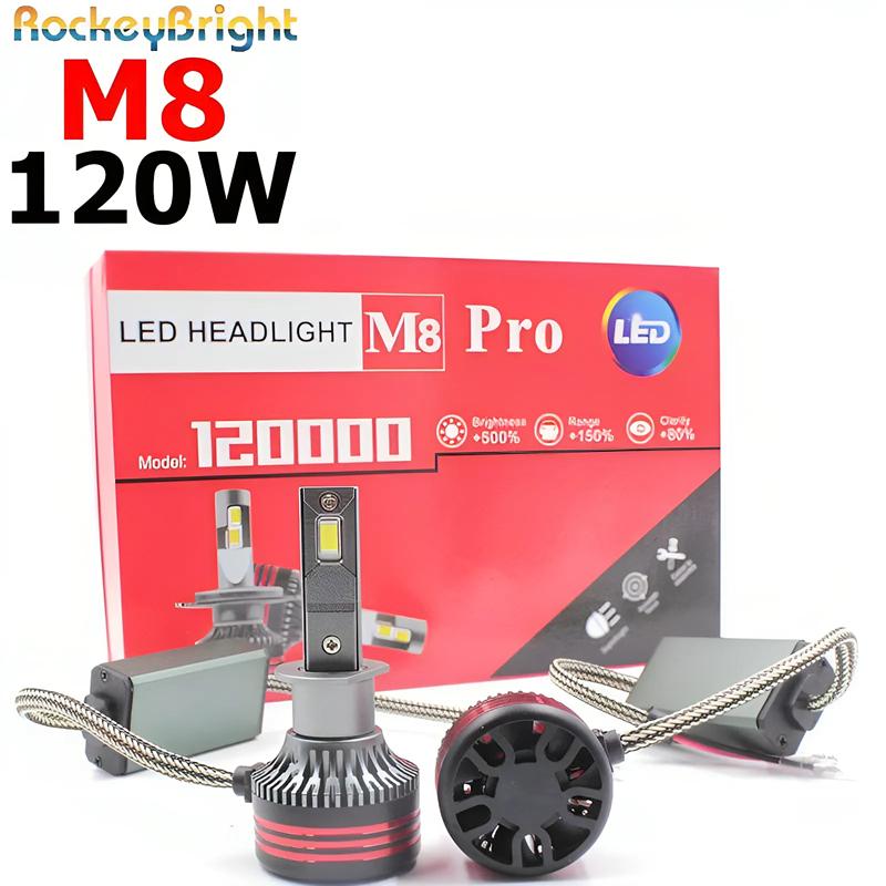 M8 Pro 120W 12000LM H7 LED Headlights Bulb H7 H8 H11 Car Headlight  M8 LED Headlight Kit H7