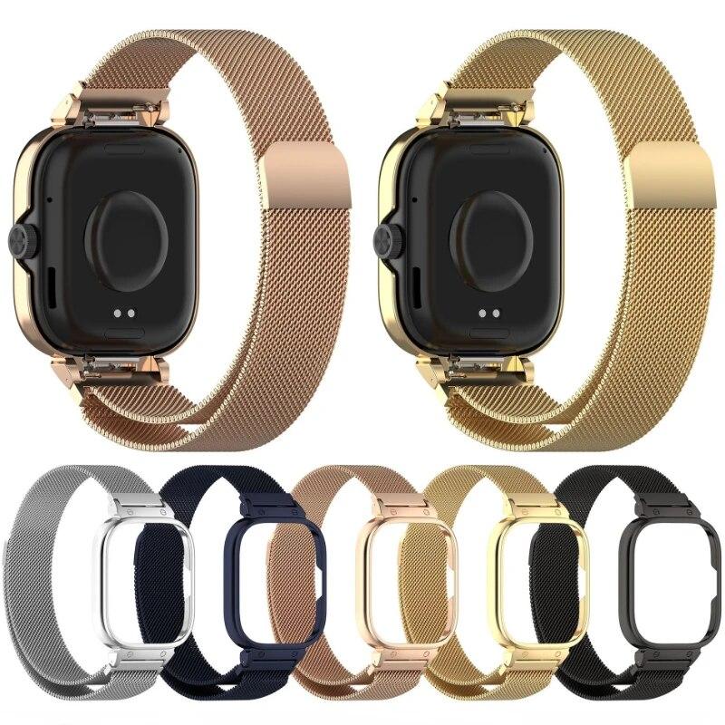 Carcasă metalică + curea buclă milaneză pentru Redmi Watch 4 Brățară magnetică pentru brățară pentru Redmi Watch 4 Carcasă de protecție din oțel inoxidabil