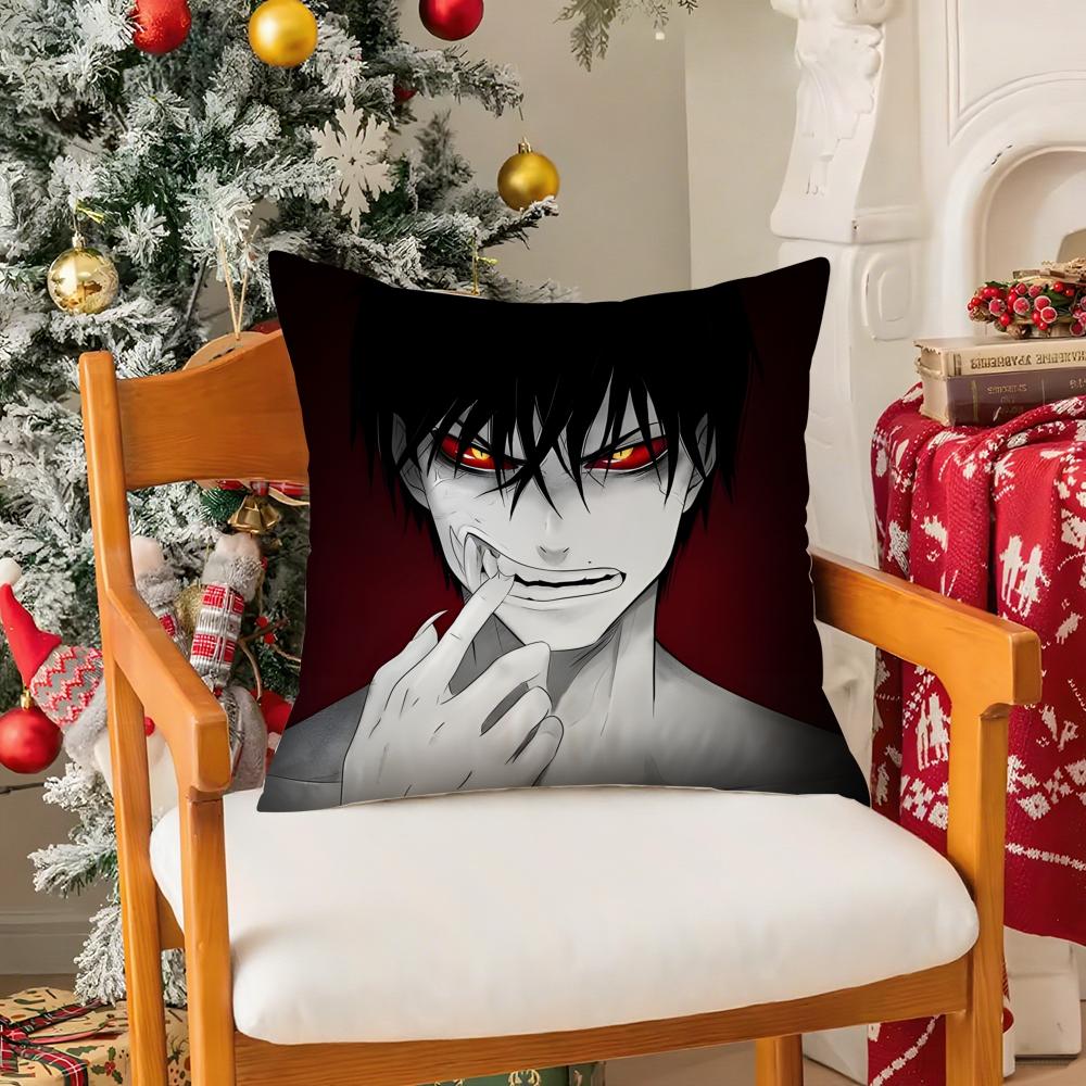 Cartoon Anime Devils Line-L Pillow Case Silky Short Plush With Invisible Zipper Dustproof Sofa Cushion Cover For Home Decor