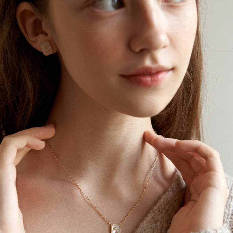 Tatiana [14k Gold Filled] Nacre Mignon Cubic Square Necklace_NZ1135