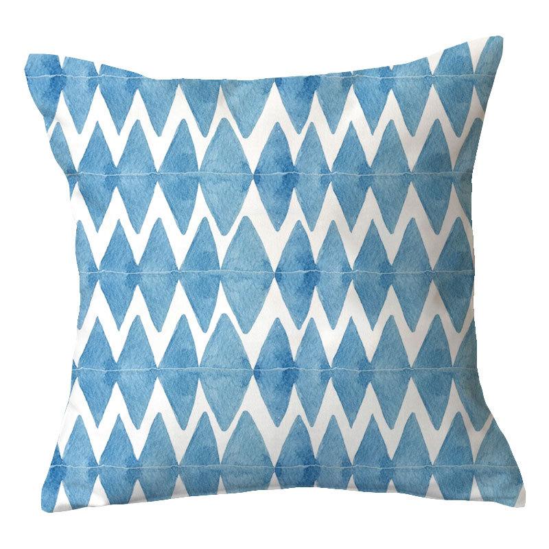 Simple New Blue Geometric Plush Pillowcase Home Fabric Sofa Pillow Cushion Cover Design