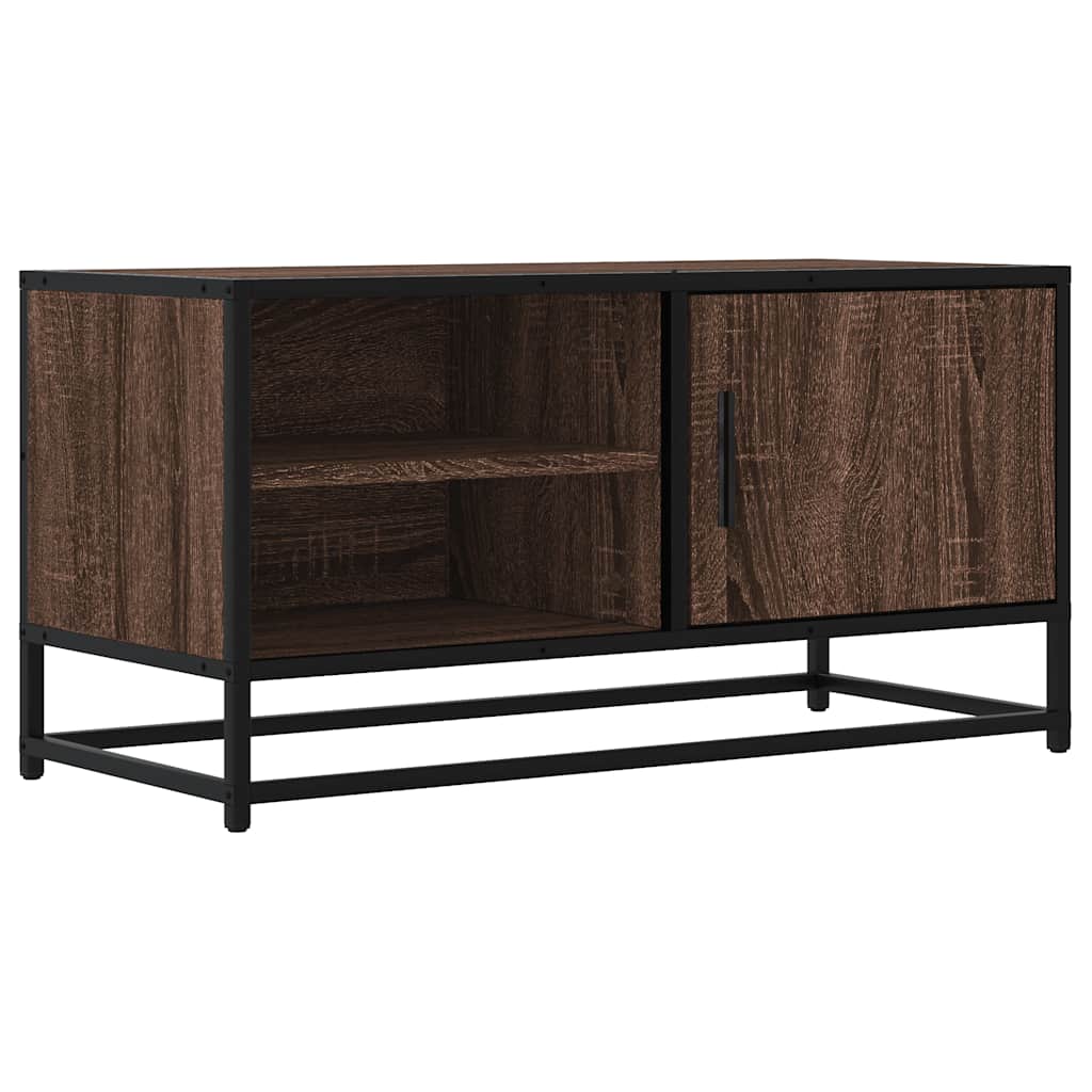 TV Stand in Oak Effect 80 x 34.5 x 40 cm Particleboard and Metal