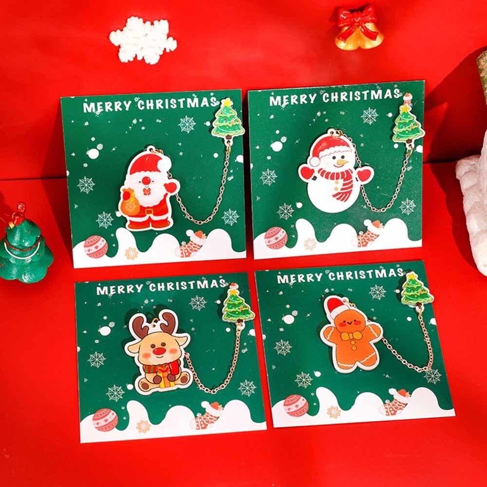 1 Piece Cartoon Christmas Metal Santa Claus Acrylic Pendant Bookmark School Office Supplies Bookmarks Cute Stationery