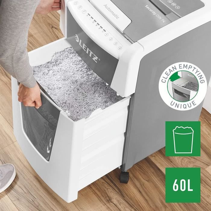 Destructeur De Documents - LEITZ - IQ AutoFeed OfficePro 300 P4 - Coupe Croisée - 60L - Silencieux