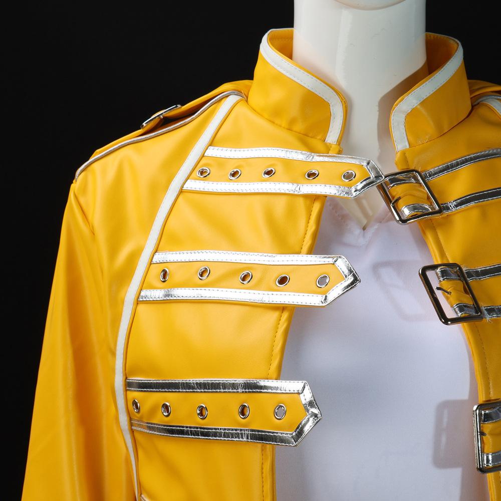 Freddie Mercury Cosplay Costume, Queen Band Lead Singer Classic Stage Performance Outfit
