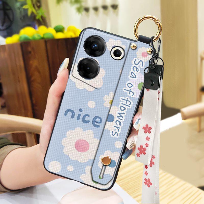 Ring Kickstand Phone Case For Tecno Camon20 Pro 5G/CK8n Dirt-resistant Silicone Fashion Design Wristband Phone Holder