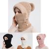 Conjunto de Chapéu e Cachecol de Tricô Para Mulheres Inverno Quente À Prova de Vento Com Proteção para Orelhas