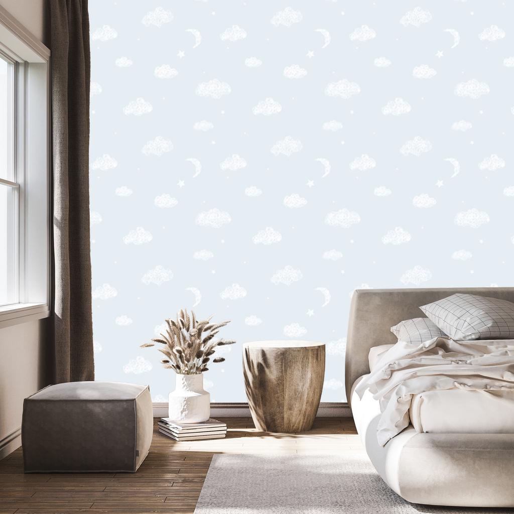 Clouds, Moons and Stars Wallpaper for Living Room and Bedroom 50x1000
