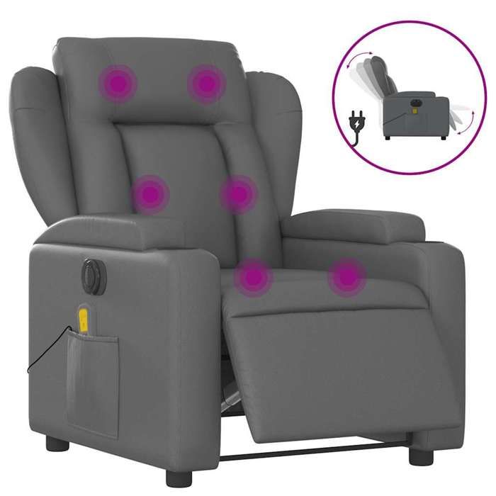 VidaXL Electric Reclining Massage Chair Grey Faux Leather 3204540