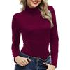Women Bottoming Tops High Collar Long Sleeve Slim Fit Pullover Tops Solid Color Basic Turtleneck Blouse Daily Wear
