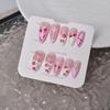 Süß & Würziges Mädchen Lippenabdruck 3D Herz Schleife Diamant Mandel Press-On Nägel - Set von 24