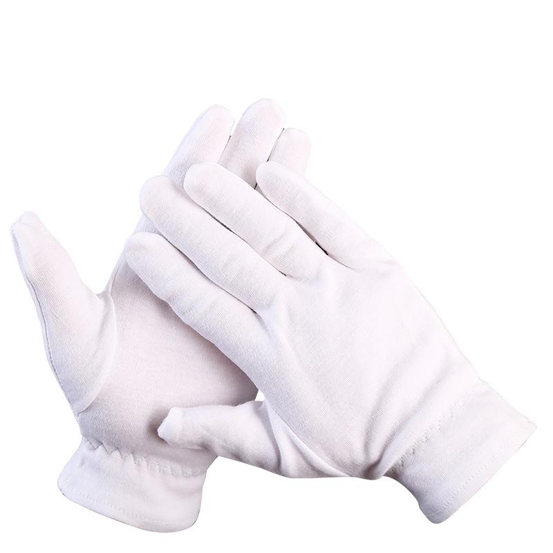 Moisturizing White Cotton Gloves with Elastic Cuffs