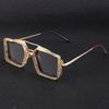 Vintage Steampunk Style Sunglasses Men'S Metal Hollow Box Sunglasses Men'S Trendy Double Beam Glasses
