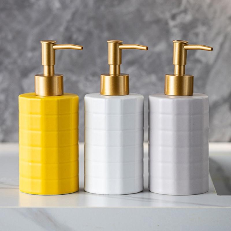 Ceramic Liquid Dispenser Refillable Container For Bath Essential Shampoo Soap Bottle