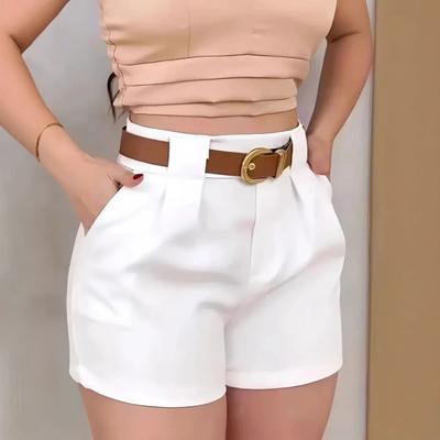 Women Summer Shorts High-Waist Button Zipper Fly Wide Leg Shorts with Pockets Relaxed