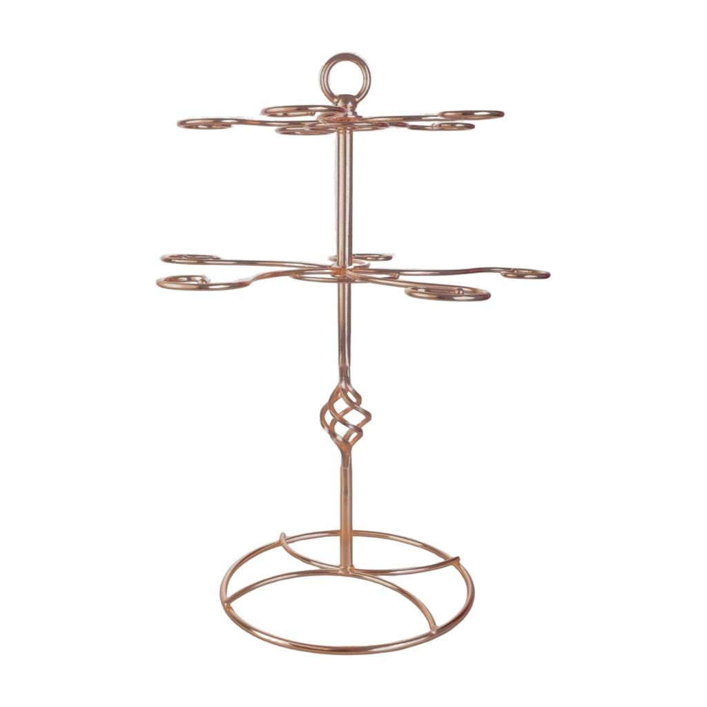 Elegant Tabletop Wine Cup Holder Double Layer Wine Glass Organizers Metal Wine Holder Metal Texture for Home Use
