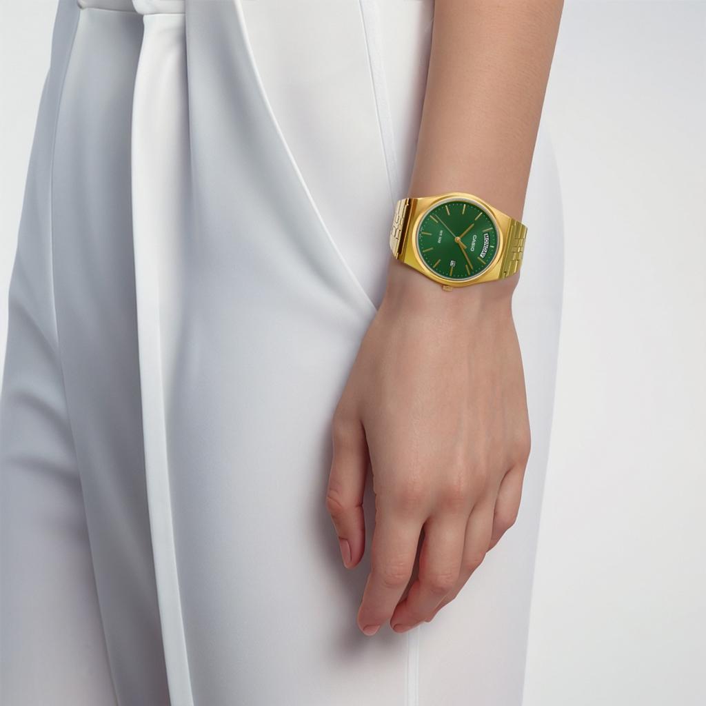 Casio Quartz Movement Stainless Steel Strap Watch Unisex Green Dial MTP-B146G-3AV