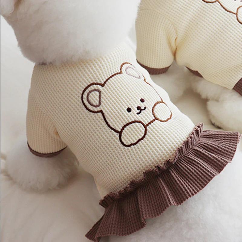 Korean Style Pet Dog Clothes Couple Clothing For Small Dogs Shirt Cute Cat Dog Dress Skirt Chihuahua Yorkie Clothes For Dogs Pug
