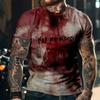 Halloween Horror Men's T-shirt Blood 3D Printed Round Neck Short Sleeved T-shirt