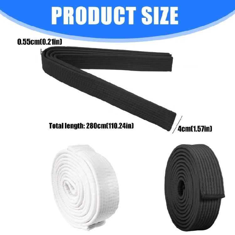Durability Taekwondo Practice Belt Standardized Black White Polyester Weave for Athletic Performances